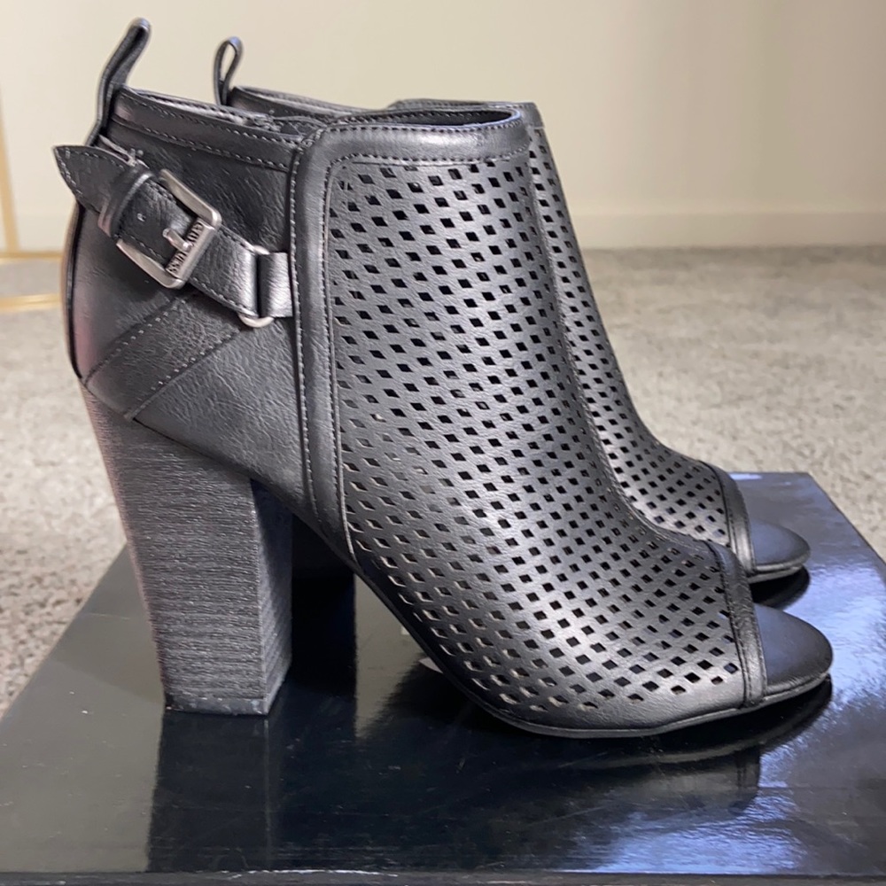 G by Guess black size 6.5 peep toe booties/heels